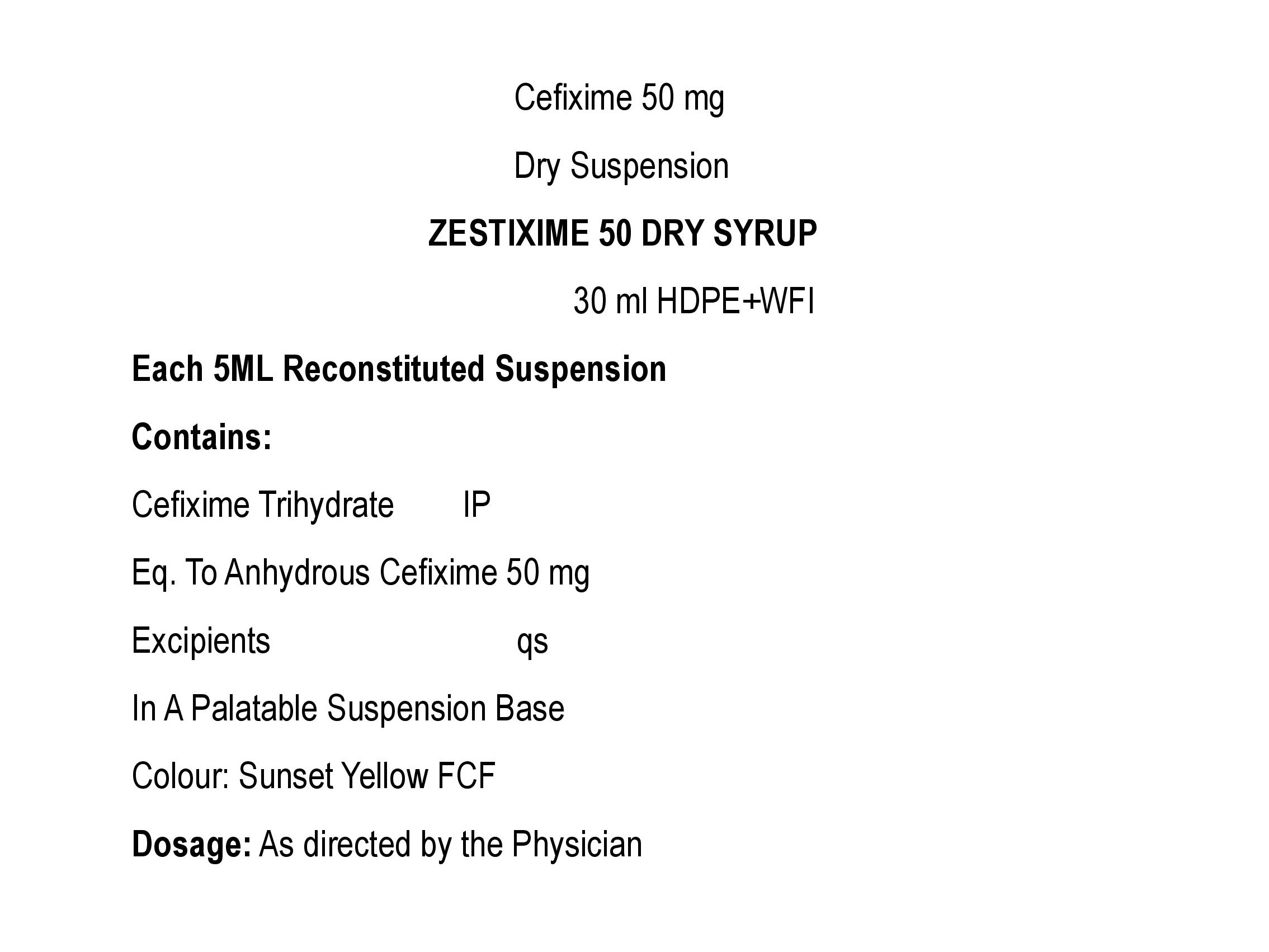 ZESTIXIME 50 SYRUP